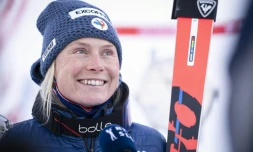 La joie de la Française Tessa Worley, après sa 2e place dans le géant de Kranjska Gora (Slovénie), le 8 janvier 2022