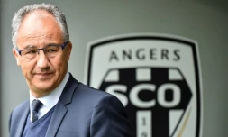 Le président du club de football d'Angers, Saïd Chabane, pose au siège du club, le 28 avril 2019 à Angers 