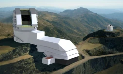 Cette image fournie le 8 juin 2018 par le CNRS montre le téléscope LSST (Large Synoptic Survey Telescope), qui sera mis en service sur la montagne du Cerro Pachón, dans les Andes chiliennes en 2020