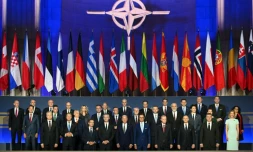 Photo de famille de dirigeants des pays membres de l'Otan, le 9 juillet 2024 Ă Washington