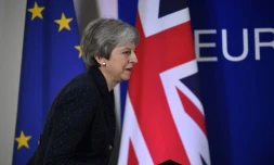 La Première ministre britannique Theresa May, le 22 mars 2019 lors d'un sommet européen consacré au Brexit, à Bruxelles