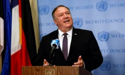 Le chef de la diplomatie américaine Mike Pompeo au Conseil de sécurité de l'ONU, à New York, le 20 août 2020