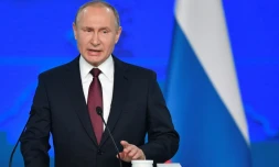 Le président russe Vladimir Poutine lors de son discours annuel devant le Parlement, le 20 février 2019