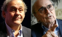 Michel Platini (g) à Nice le 30 août 2020 et l'ancien président de la Fifa Sepp Blatter (d) le 28 mai 2019 à Zurich
