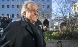 L'ancien président de l'UEFA Michel Platini, à son arrivée à la Cour d'appel de Muttenz près de Bâle (Suisse), le 3 mars 2025