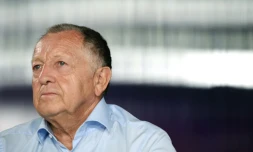 Le président de Lyon Jean-Michel Aulas en conférence de presse, le 8 août 2015 à Lyon