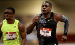 Christian Coleman aligné sur 60 m lors des Championnats américains indoor d'Albuquerque, au Nouveau Mexique