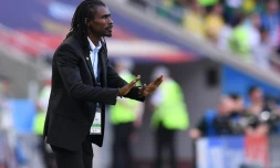 Le sélectionneur du Sénégal Aliou Cissé lors du match contre la Pologne, le 19 juin 2918 à Moscou  