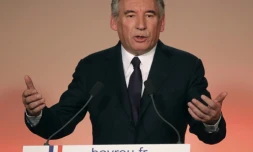 François Bayrou, lors de la conférence presse scellant l'alliance avec Emmanuel Macron, le 22 février 2017 à Paris 