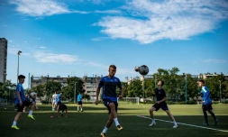 De jeunes joueurs du Dinamo Zagreb à l'entraînement le 14 juillet 2018 à Zagreb