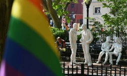 Le monument national en hommage aux émeutes de Stonewall, dans le quartier new-yorkais de Greenwich Village, le 4 juin 2019