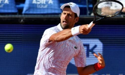 Le Serbe Novak Djokovic lors d'un tournoi caritatif Ă Belgrade, le 14 juin 2020