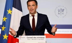 Le ministre de la Santé Olivier Véran lors du point de presse après le conseil des ministres le 11 mai 2022, à Paris