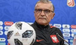 Le sélectionneur de l'équipe de Pologne Adam Nawalka en conférence de presse, le 27 juin 2018 à Volgograd