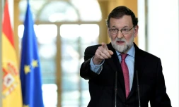 Le Premier ministre espagnol Mariano Rajoy lors d'une conférence de presse à Madrid, le 29 décembre 2017