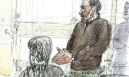 Croquis d'audience de l'islamiste Djamel Beghal lors de son procès, le 7 octobre 2014 à Paris