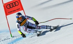 Le Français Alexis Pinturault, lors du Super-G aux Championnats du monde, le 11 février 2021 à Cortina d'Ampezzo (Italie)