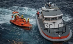 Photographie non datée, fournie par le ministère de la Culture Colombien, montrant une équipe d'archéologues au dessus du site ou a coulé, en 1708, le légendaire galion espagnol San Jose, près des îles du Rosario, au large de Carthagène des Indes