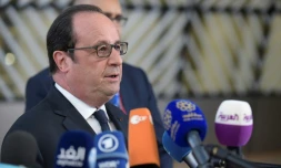 François Hollande lors d'un point presse au Conseil de l'Europe, à Bruxelles le 29 avril 2017