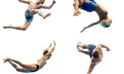 Montage combinant les sauts de quatre compétiteurs du "championnat du monde de dods" en Norvège, le 17 août 2019 à Oslo