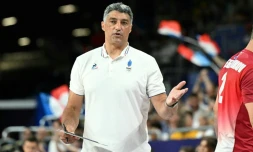 Le sélectionneur italien de l'équipe de France de volley, sacrée championne olympique aux JO de Paris, le 10 août 2024