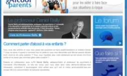 La page d'accueil du site www.alcooletparents.com