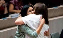 La sénatrice Samia Ghali et la nouvelle maire de Marseille MichÚle Rubirola, le 4 juillet 2020 à Marseille