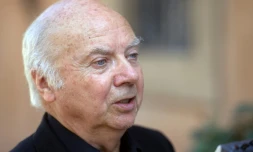 Jacques Gaillot après avoir été reçu par le pape au Vatican, le 1er septembre 2015