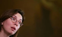 La ministre des Comptes publics, Amélie de Montchalin, participe à une conférence de presse à Paris, le 9 janvier 2026