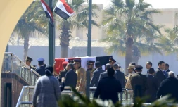 Les funérailles de l'ancien président égyptien Hosni Moubarak, le 26 février 2020 à la mosquée al-Mouchir TAntaoui, près du Caire