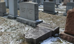 Des sépultures d'un cimetière juif vandalisées, le 3 mars 2017 à Rochester (NY)