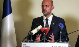 Le ministre des Affaires étrangères Jean-Noël Barrot, tient une conférence de presse à Jérusalem le 7 octobre 2024, après sa rencontre avec son homologue israélien