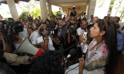 Nassimah Dindar et les ex salariés de l'ARAST (photos achives)