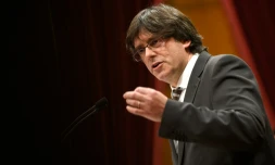 Carles Puigdemont, désigné pour présider la Catalogne, le 10 janvier 2016 à Barcelone