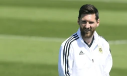 Lionel Messi lors d'un entraînement avec la sélection argentine, le 15 juin 2018 près de Moscou