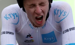 Le Slovène Tadej Pogacar vainqueur de la 20e étape du Tour de France, un contre-la-montre entre Lure et La Planche des Belles Filles, le 19 septembre 2020