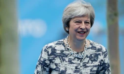 La Première ministre britannique Theresa May lors de la deuxième journée du sommet de l'OTAN à Bruxelles, le 12 juillet 2018