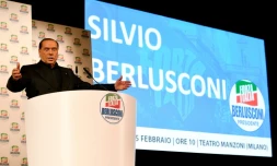 Silvio Berlusconi, patron de Forza Italia, lors d'un meeting de campagne, le 25 février 2018 à Milan