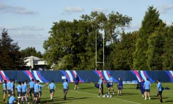 Les joueurs du XV de France à l'entraînement dans leur camp de base de Croydon, le 27 septembre 2015