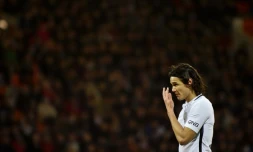Le meilleur buteur du Paris Saint-Germain Edinson Cavani, muet le 12 mars 2017 sur la pelouse de Lorient