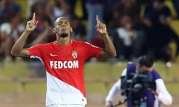 Le défenseur de Monaco Fabinho savoure son but sur penalty contre Marseille à Louis II, le 27 août 2017 