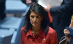 L'ambassadrice américaine à l'ONU, Nikki Haley au siège des Nations unies à New York le 7 avril 2017