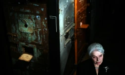 La veuve de l'écrivain russe Alexandre Soljenitsyne, Natalia, assiste à l'inauguration d'un nouveau consacré au système du goulag, le 30 octobre 2015 à Moscou