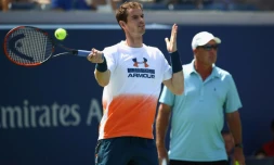 Andy Murray, le 26 août 2017 à New York lors d'une séance d'entraînement pour l'US Open