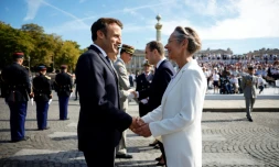 Le président Emmanuel Macron et la Première ministre Elisabeth Borne lors du défilé du 14 juillet sur les Champs Elysées à Paris