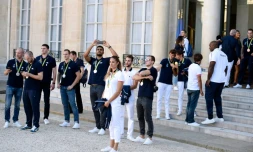 Les médaillés français des JO de Rio, reçus à l'Elysée, le 23 août 2016