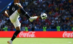 L'attaquant français Kylian Mbappé lors de la rencontre face à l'Australie, à Kazan, le 16 juin 2018
