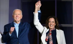 Le président américain  Joe Biden et la vice-présidente Kamala Harris le 4 juillet 2024 à la Maison Blanche