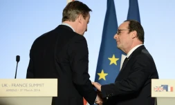 Le premier ministre britannique David Cameron et le président français François Hollande à Amiens dans le nord de la France, le 3 mars 2016