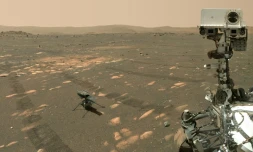 Le rover Perseverance et l'hélicoptère Ingenuity sur Mars, le 16 avril 2021